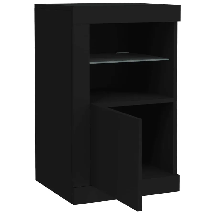 Armoires latérales et lumières LED 2 pcs noir bois d'ingénierie - 7