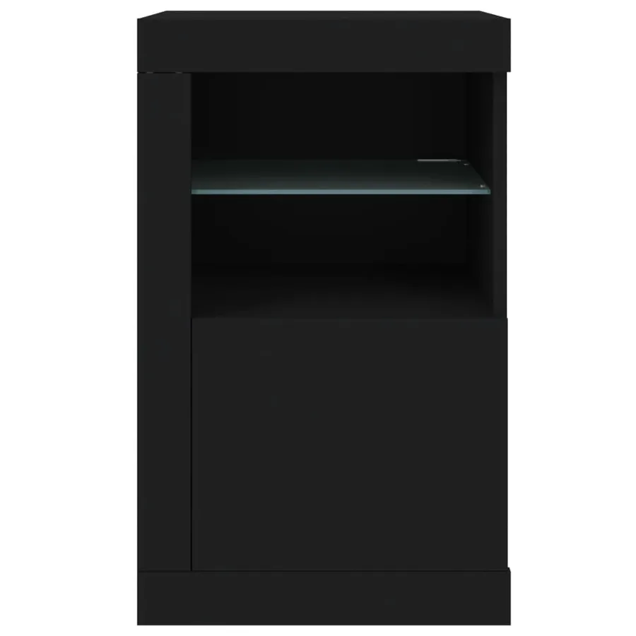 Armoires latérales et lumières LED 2 pcs noir bois d'ingénierie - 8