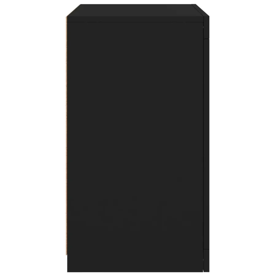 Armoires latérales et lumières LED 2 pcs noir bois d'ingénierie - 9