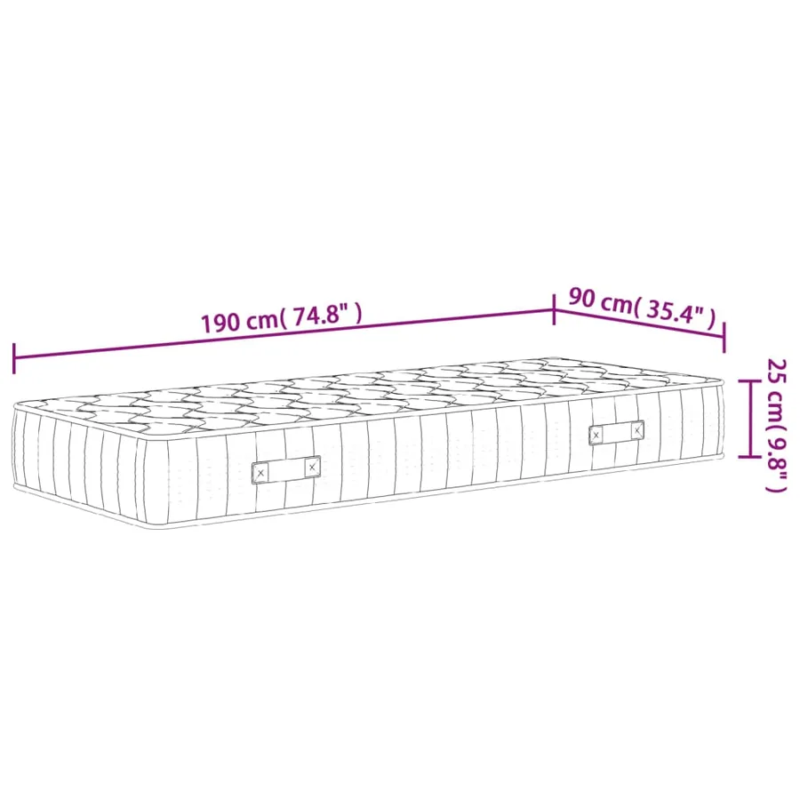 Matelas à ressorts ensachés dureté moyenne 90x190 cm - 9