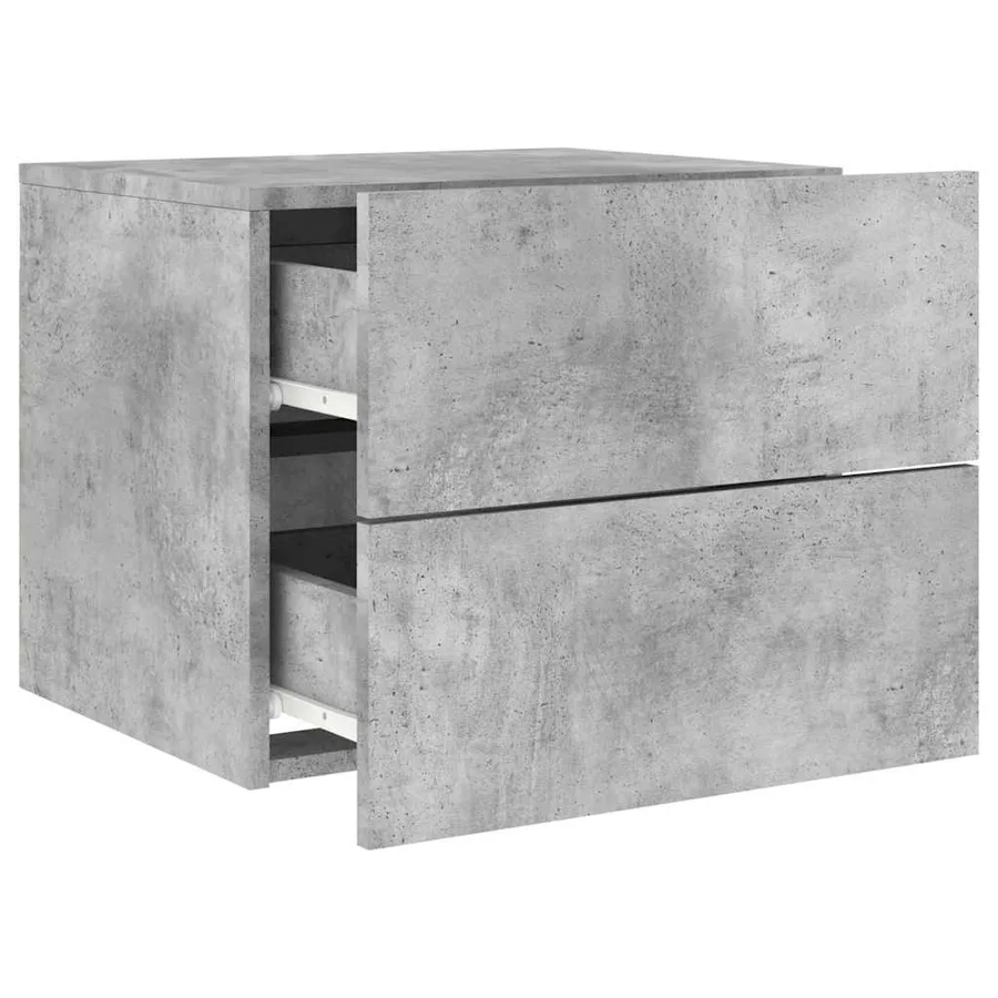 Table de chevet murale avec lumières LED gris béton - 6
