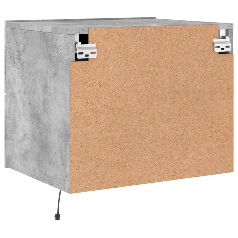 Table de chevet murale avec lumières LED gris béton - 9