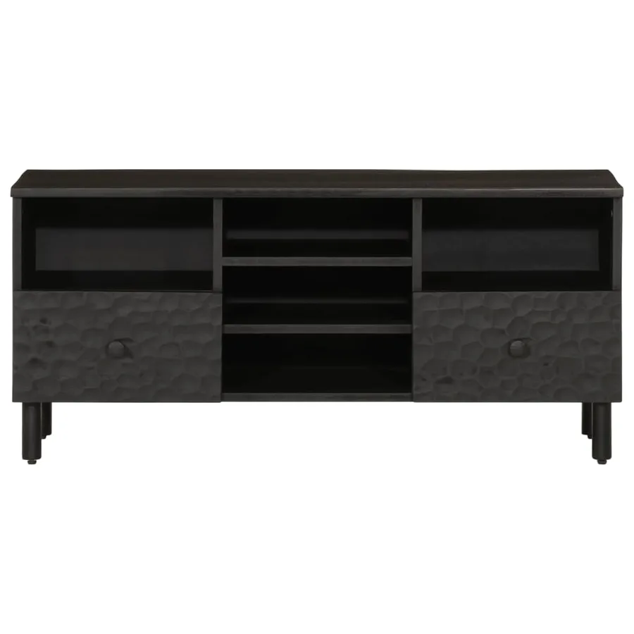 Meuble TV noir 100x33x46 cm bois massif de manguier - 3