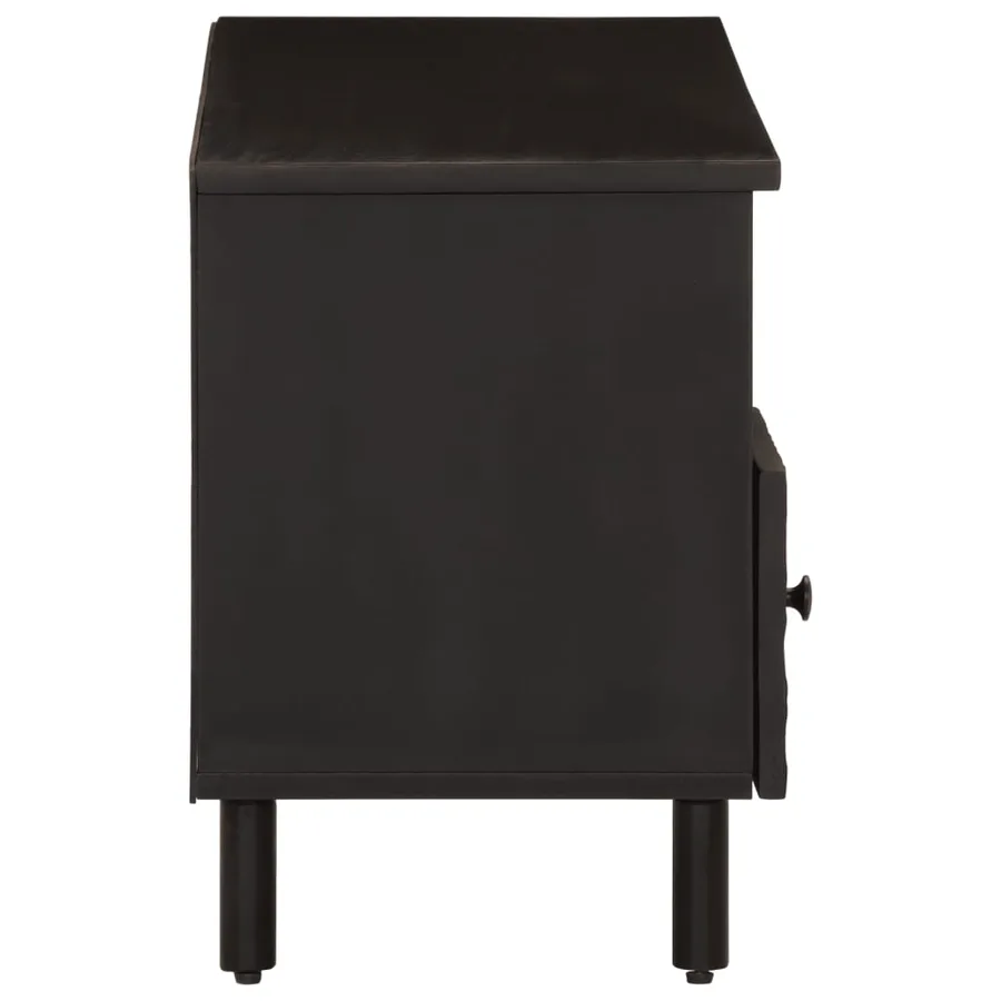 Meuble TV noir 100x33x46 cm bois massif de manguier - 4