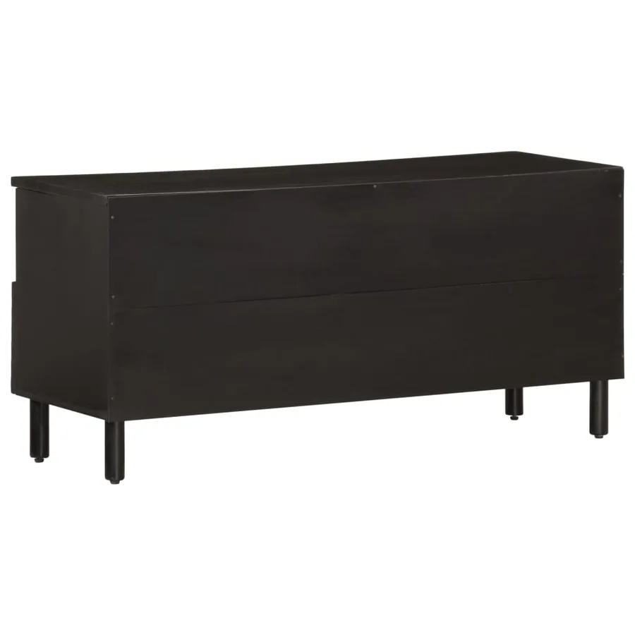 Meuble TV noir 100x33x46 cm bois massif de manguier - 5