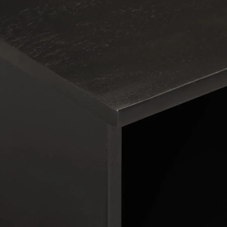 Meuble TV noir 100x33x46 cm bois massif de manguier - 6