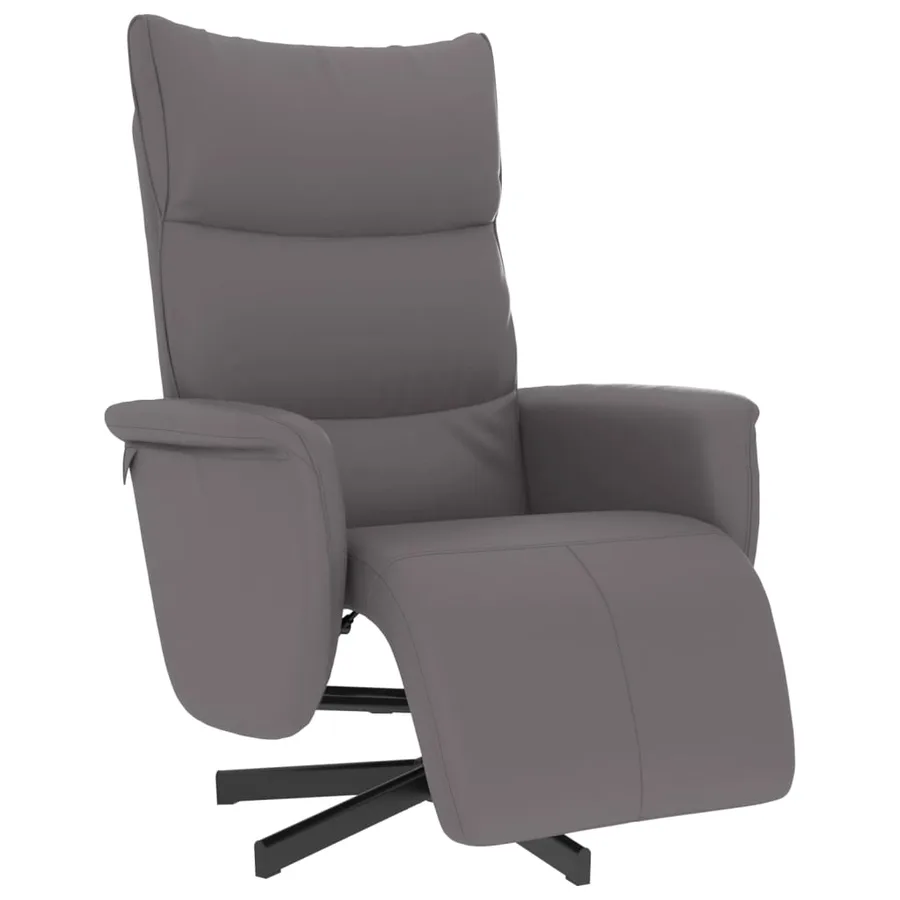 Fauteuil inclinable avec repose-pieds gris similicuir - 2