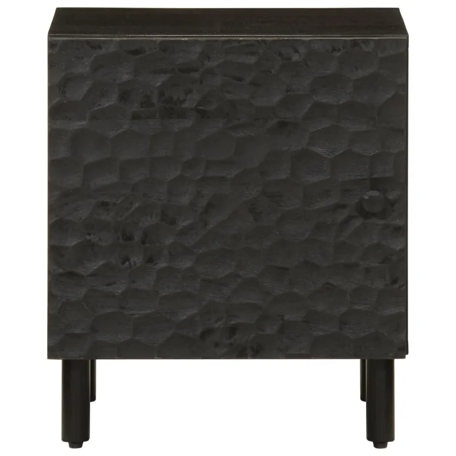 Tables de chevet 2 pcs noir 40x33x46 cm bois de manguier solide - 4