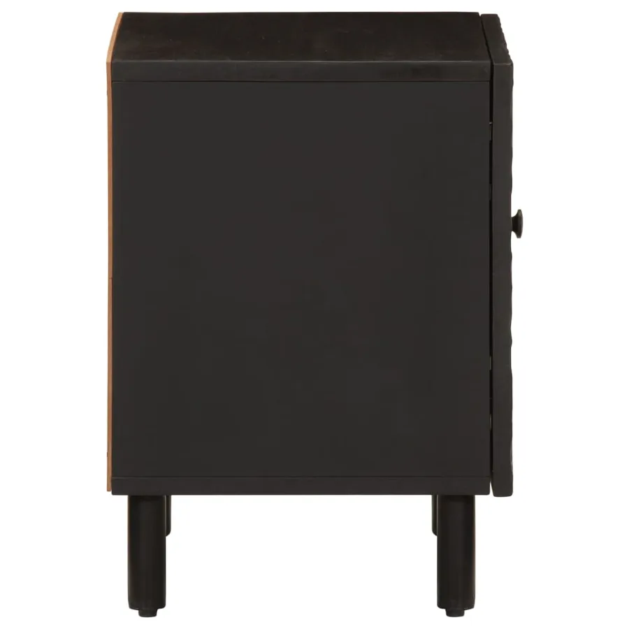 Tables de chevet 2 pcs noir 40x33x46 cm bois de manguier solide - 5