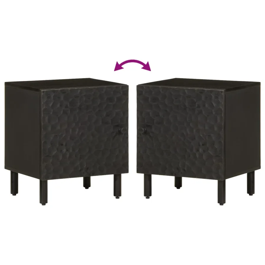 Tables de chevet 2 pcs noir 40x33x46 cm bois de manguier solide - 7