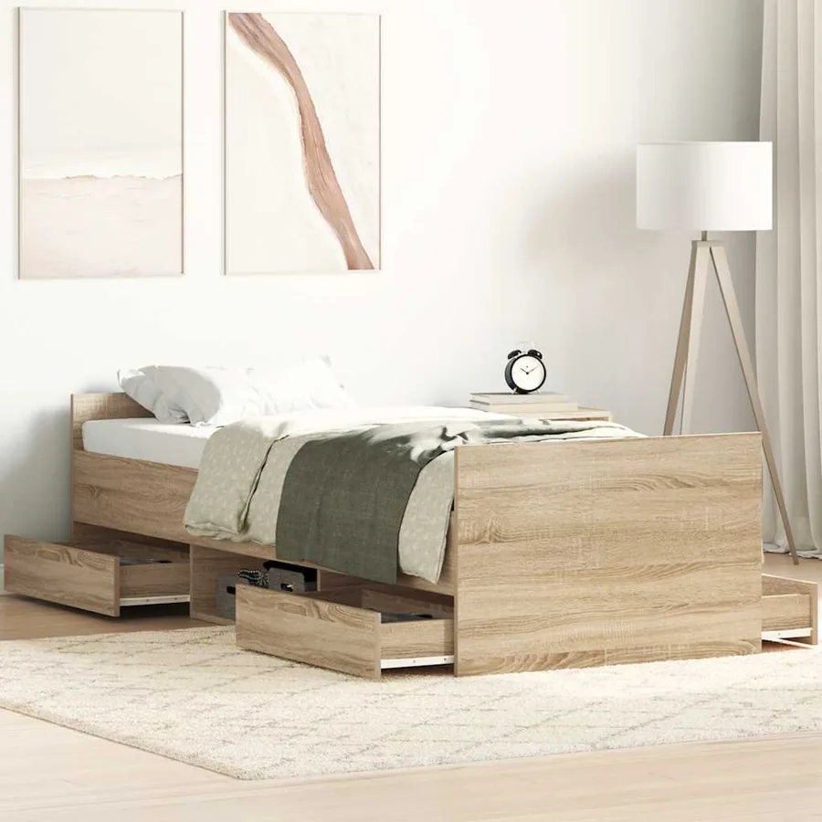 Cadre de lit sans matelas chêne sonoma 90x190 cm