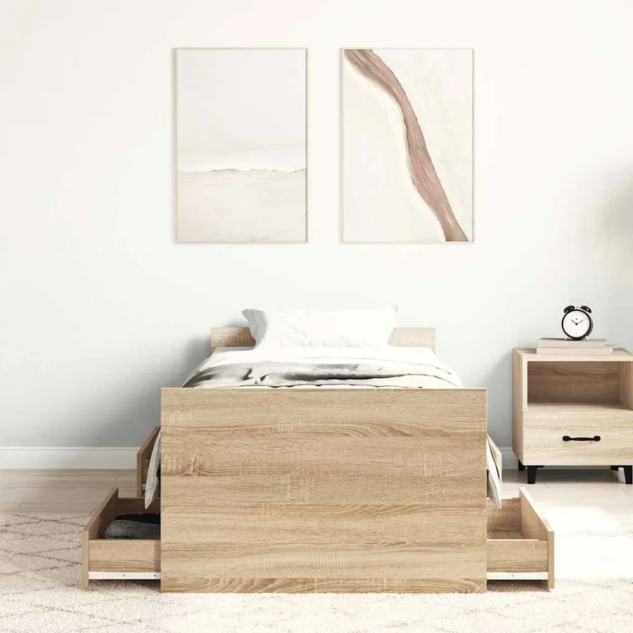 Cadre de lit sans matelas chêne sonoma 90x190 cm - 4