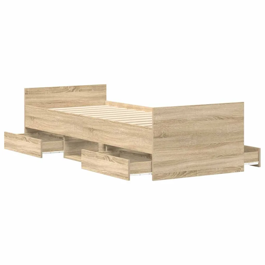 Cadre de lit sans matelas chêne sonoma 90x190 cm - 5