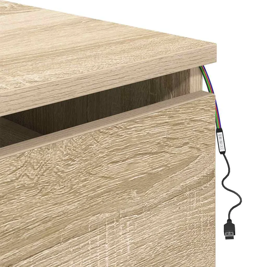 Table de chevet murale avec lumières LED chêne sonoma - 10