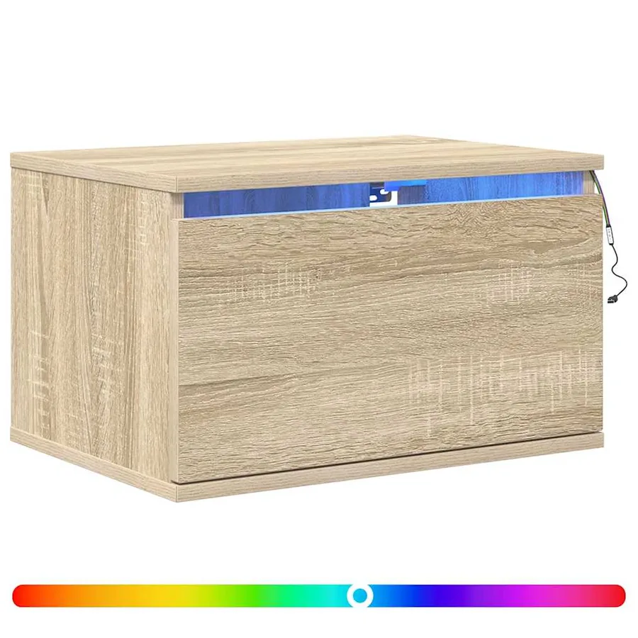 Table de chevet murale avec lumières LED chêne sonoma - 2
