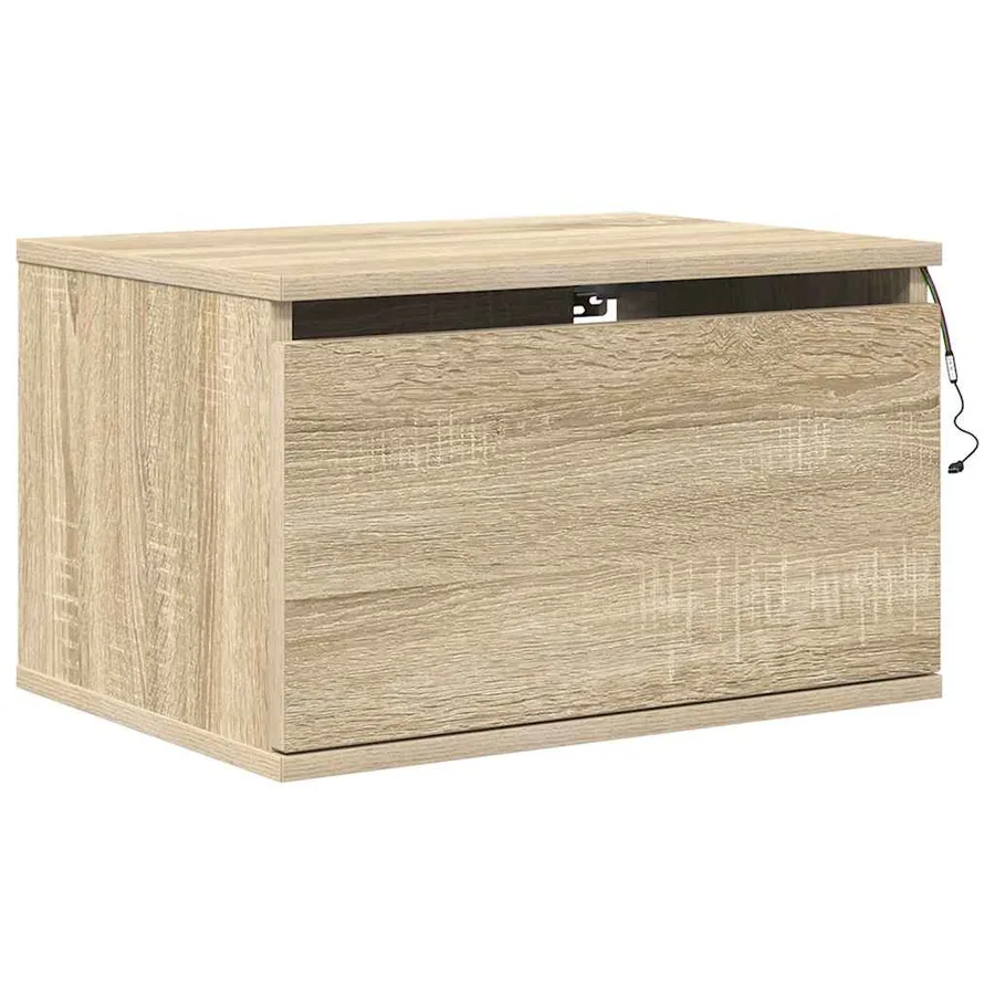Table de chevet murale avec lumières LED chêne sonoma - 3