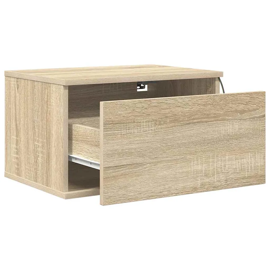Table de chevet murale avec lumières LED chêne sonoma - 6