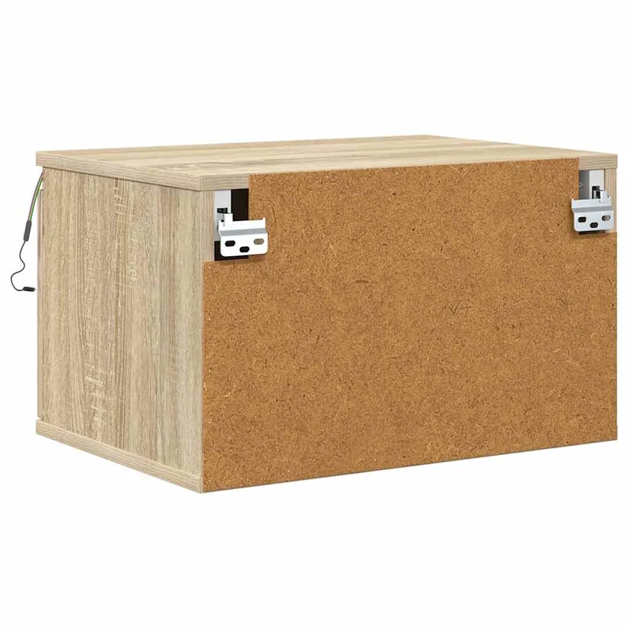 Table de chevet murale avec lumières LED chêne sonoma - 9
