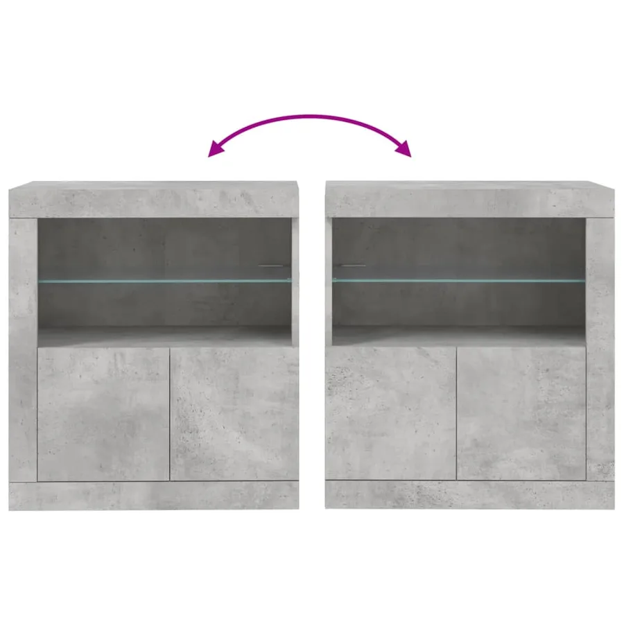 Buffet avec lumières LED gris béton 60,5x37x67 cm - 10