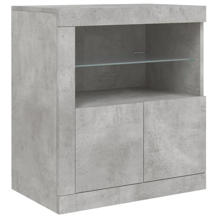 Buffet avec lumières LED gris béton 60,5x37x67 cm - 3