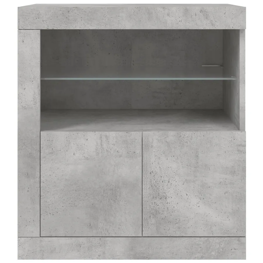 Buffet avec lumières LED gris béton 60,5x37x67 cm - 6