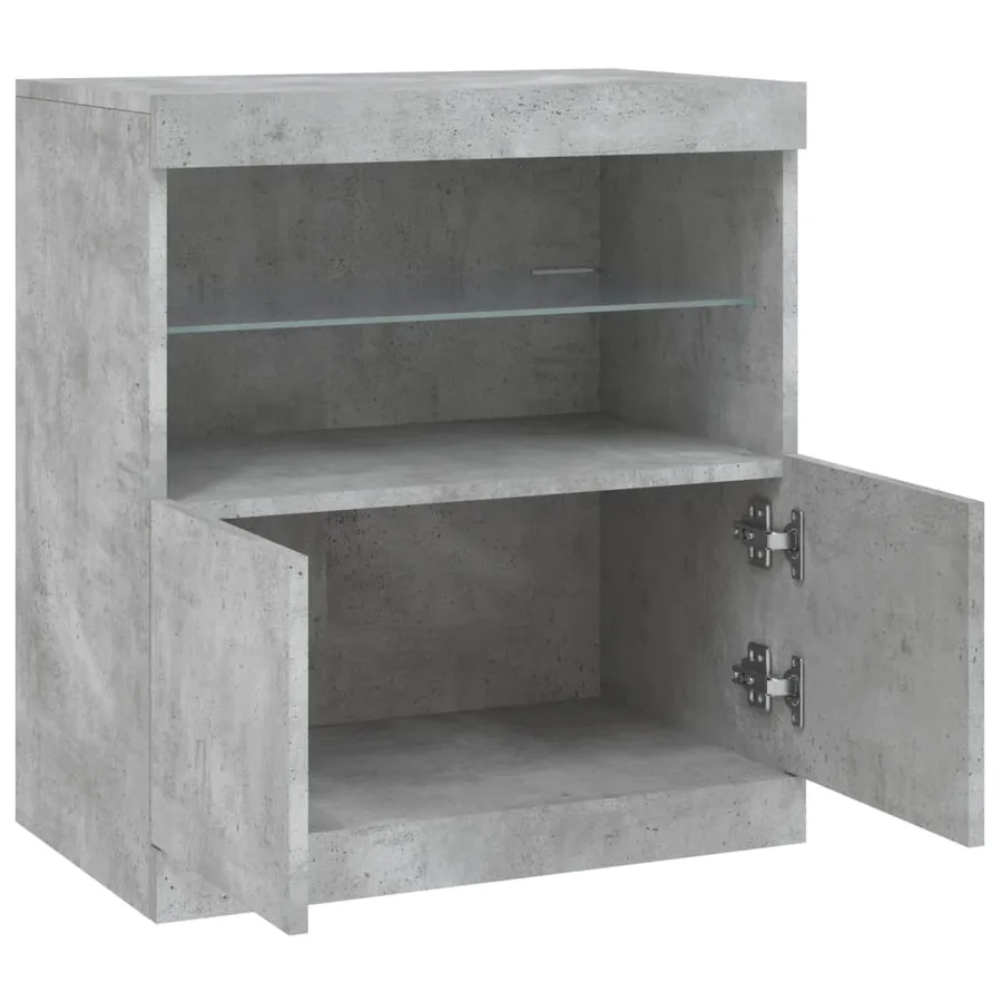 Buffet avec lumières LED gris béton 60,5x37x67 cm - 7