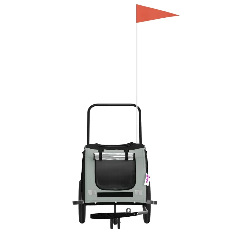 Remorque de vélo pour animaux de compagnie gris et noir - 4