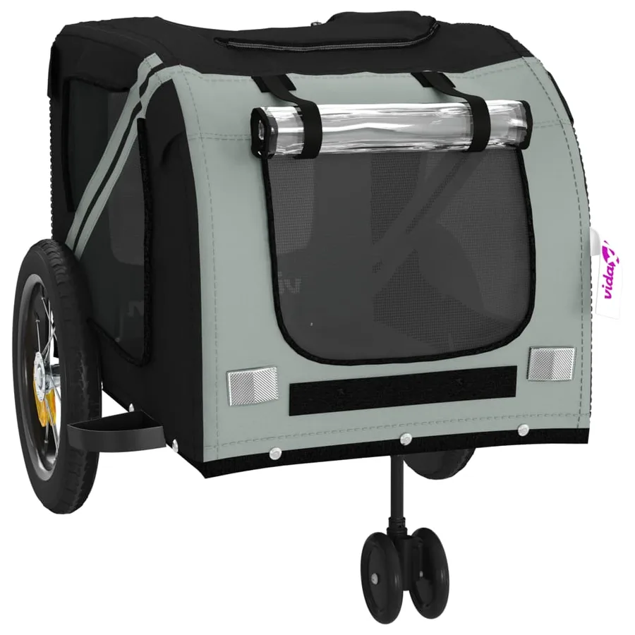 Remorque de vélo pour animaux de compagnie gris et noir - 5