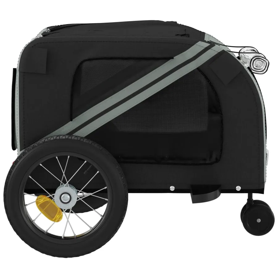 Remorque de vélo pour animaux de compagnie gris et noir - 7