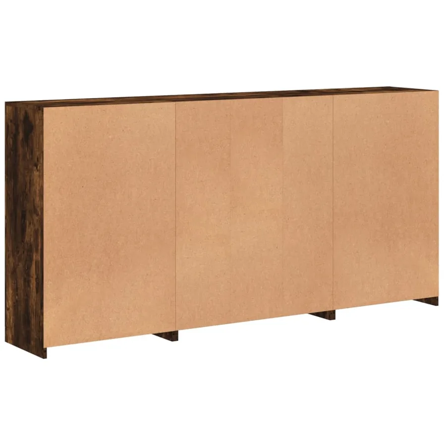 Buffet avec lumières LED chêne fumé 202x37x100 cm - 8