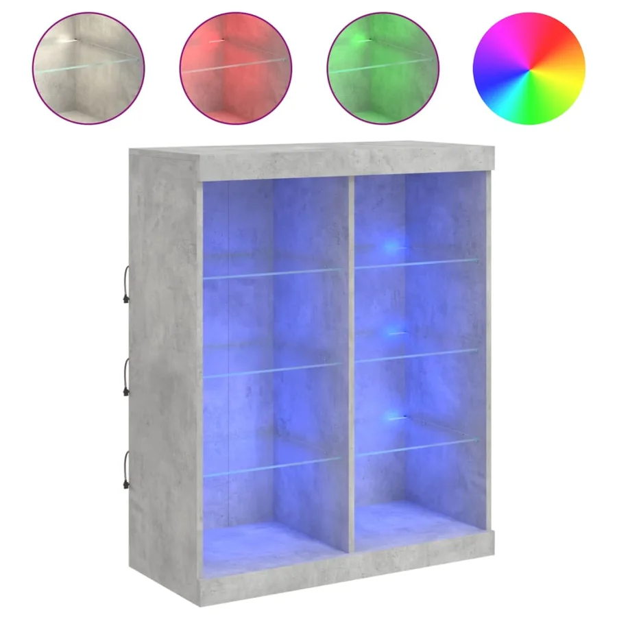 Buffet avec lumières LED gris béton 81x37x100 cm - 2