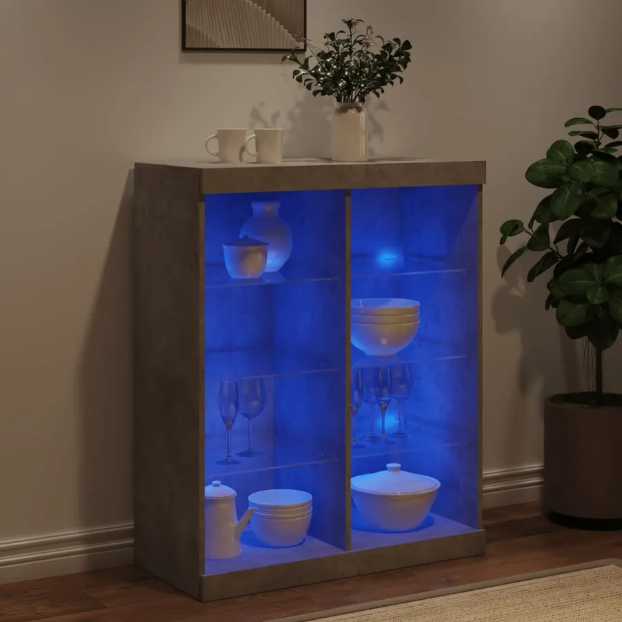 Buffet avec lumières LED gris béton 81x37x100 cm - 4