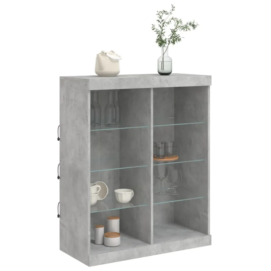 Buffet avec lumières LED gris béton 81x37x100 cm - 5