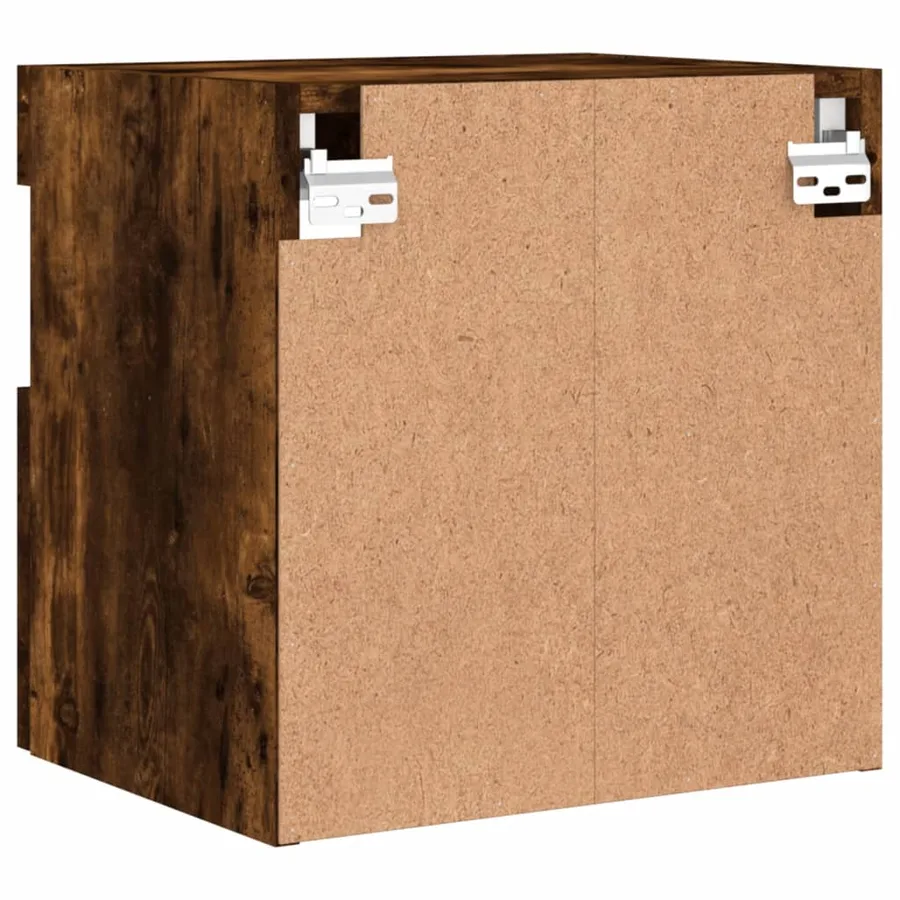 Meubles TV muraux et lumières LED 2pcs chêne fumé 40x30x40 cm - 12