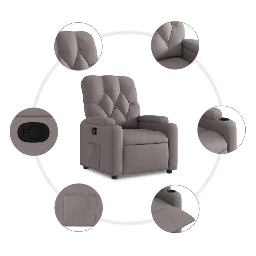 Fauteuil inclinable Taupe Tissu - 5