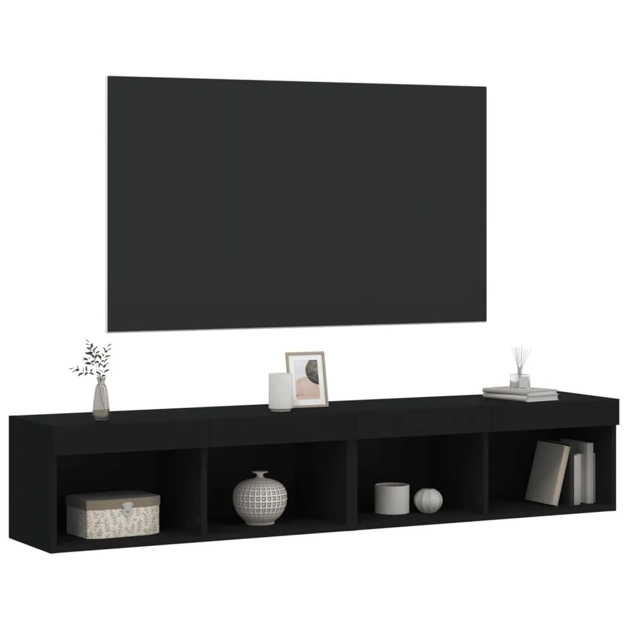Meubles TV avec lumières LED 2 pcs noir 80x30x30 cm - 6
