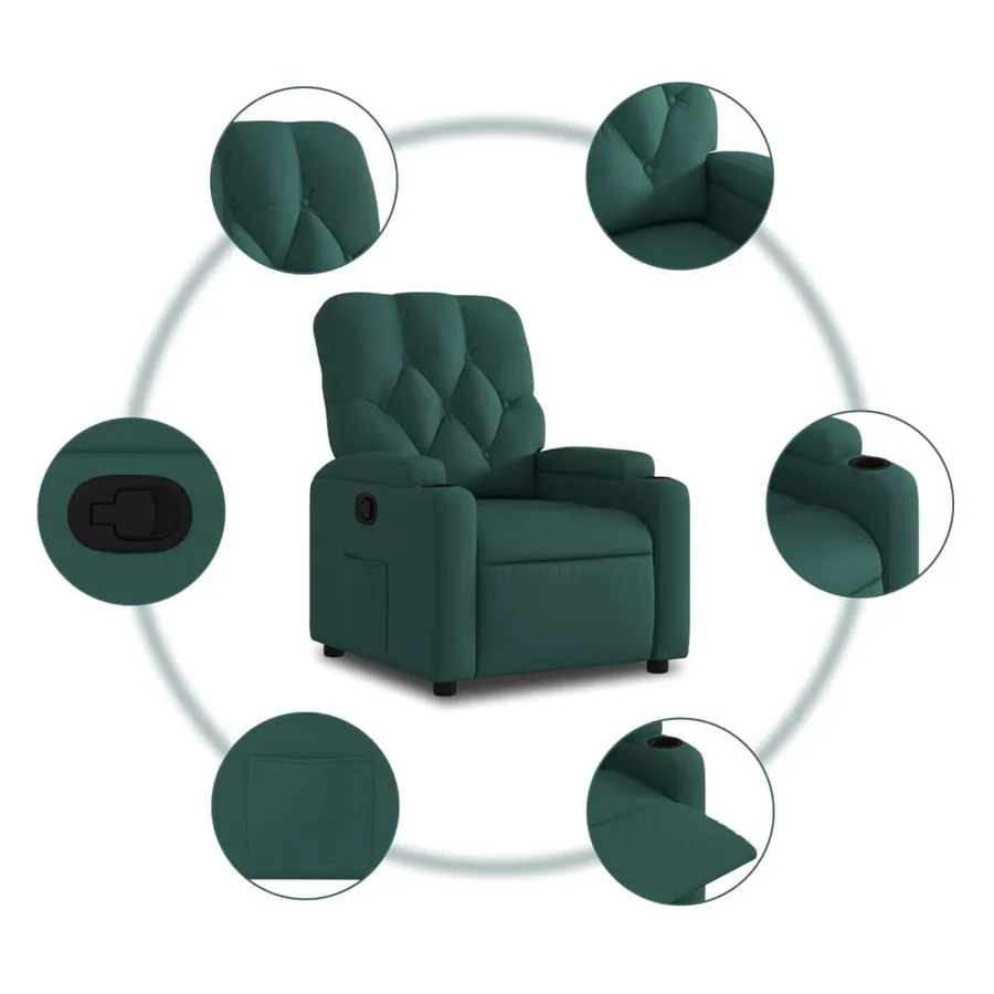 Fauteuil inclinable Vert foncé Tissu - 5