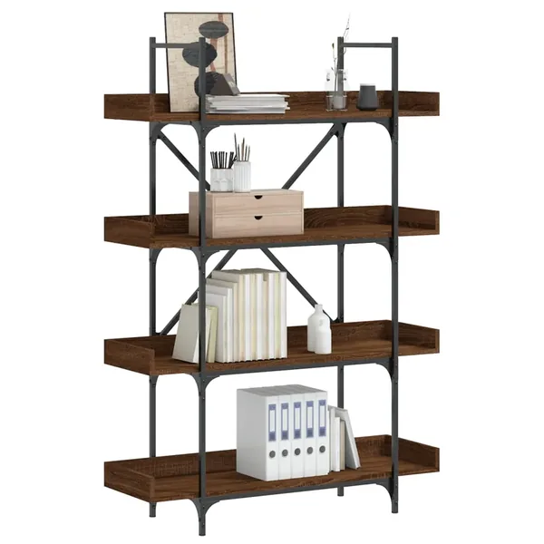 Bibliothèque 4 niveaux chêne marron 100x33x145,5 cm