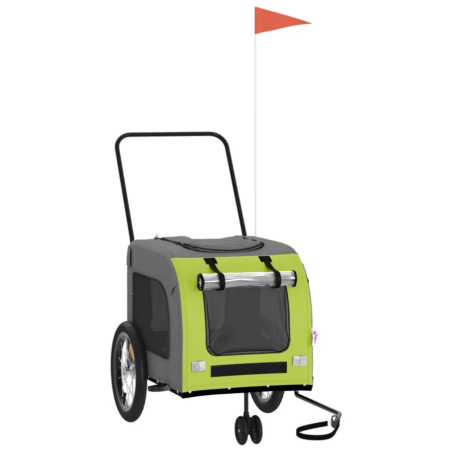 Remorque de vélo pour animaux de compagnie vert et gris - 2