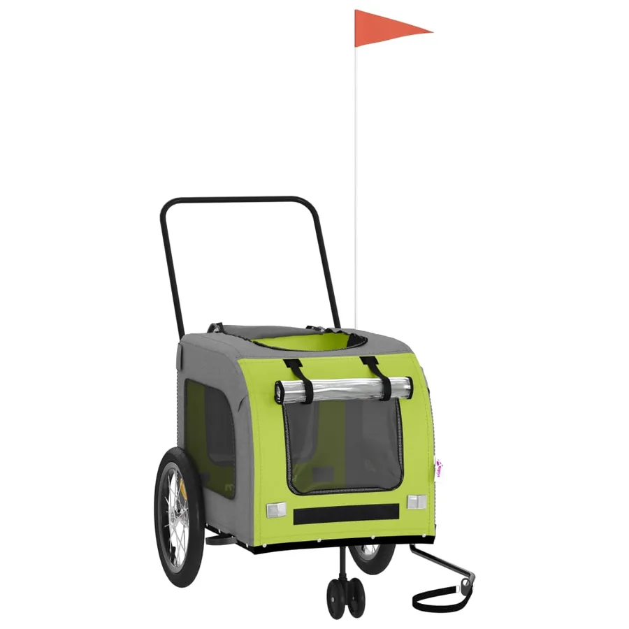 Remorque de vélo pour animaux de compagnie vert et gris - 3