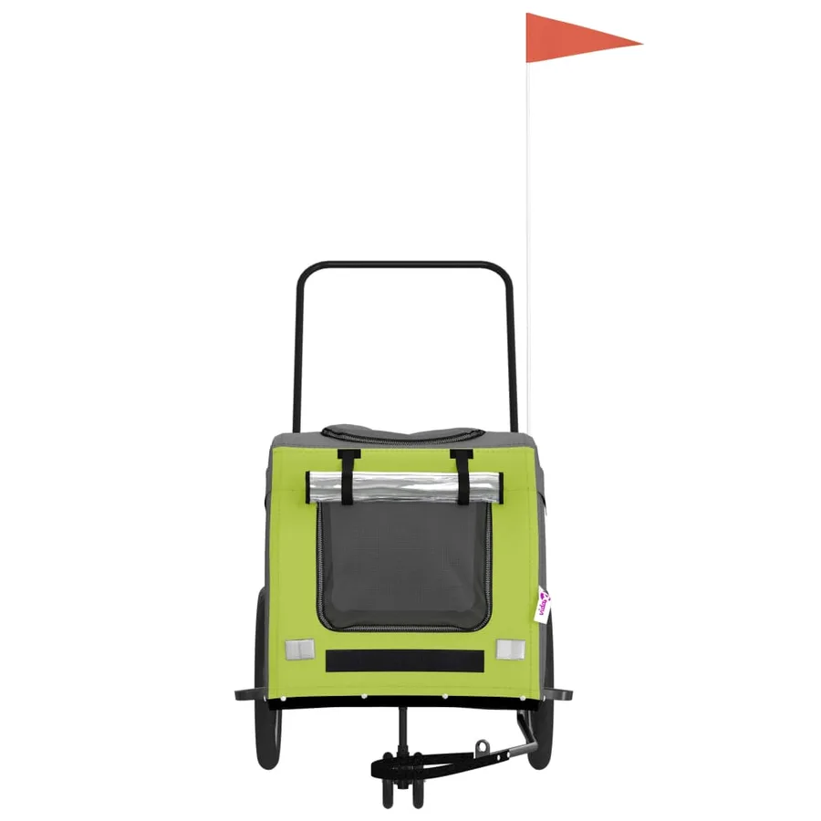Remorque de vélo pour animaux de compagnie vert et gris - 4