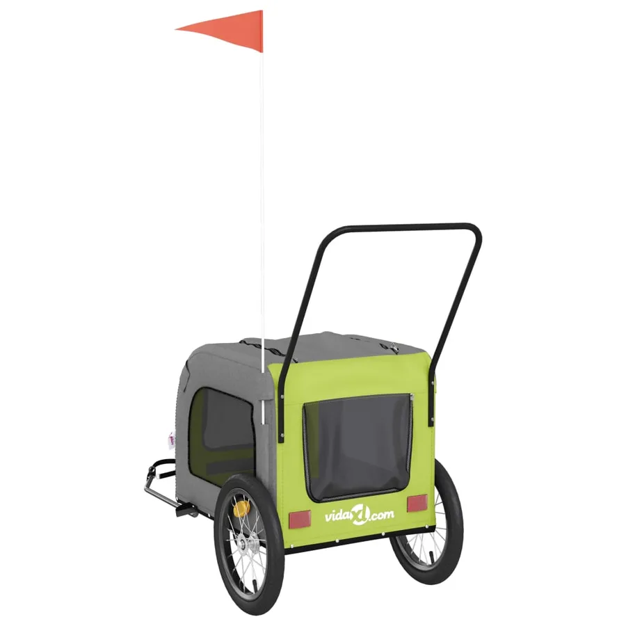 Remorque de vélo pour animaux de compagnie vert et gris - 8