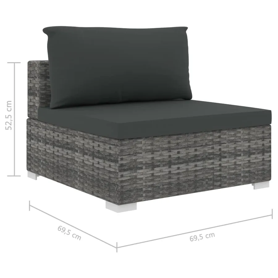 Salon de jardin 11 pcs avec coussins Résine tressée Gris - 10