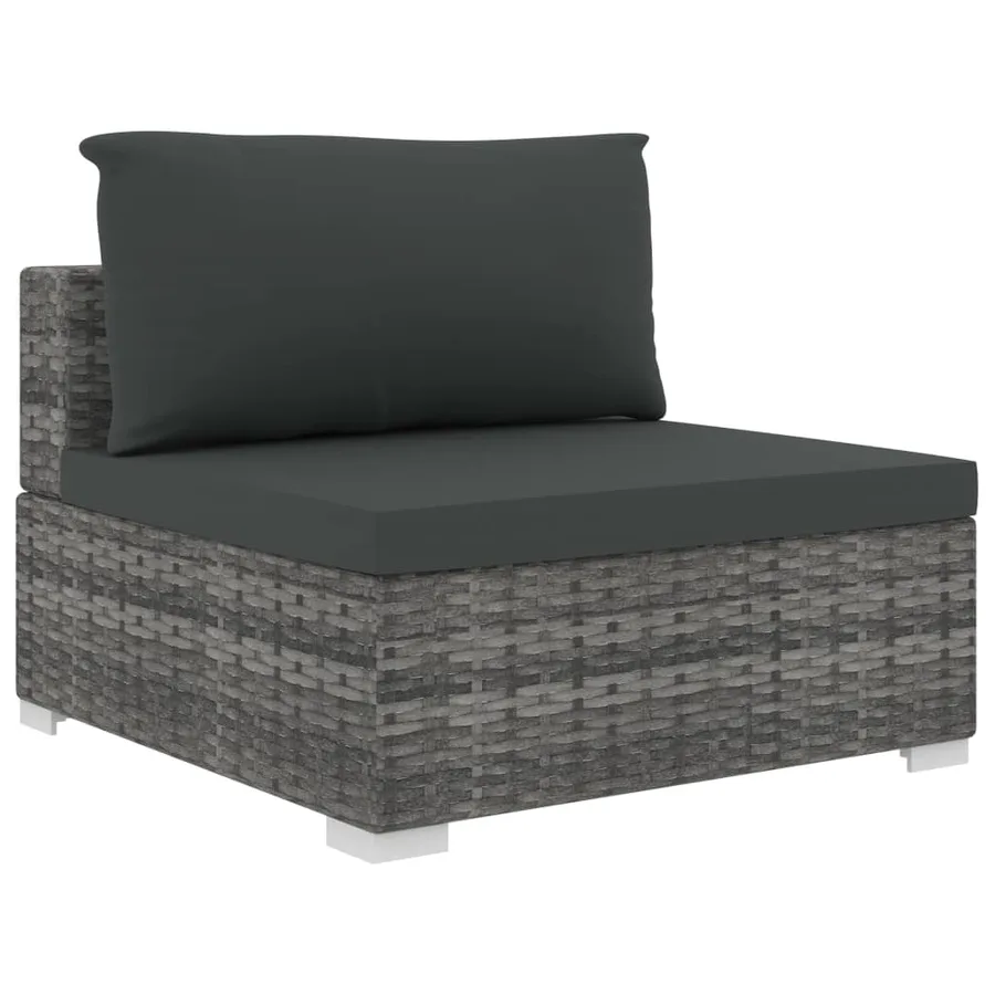 Salon de jardin 11 pcs avec coussins Résine tressée Gris - 5