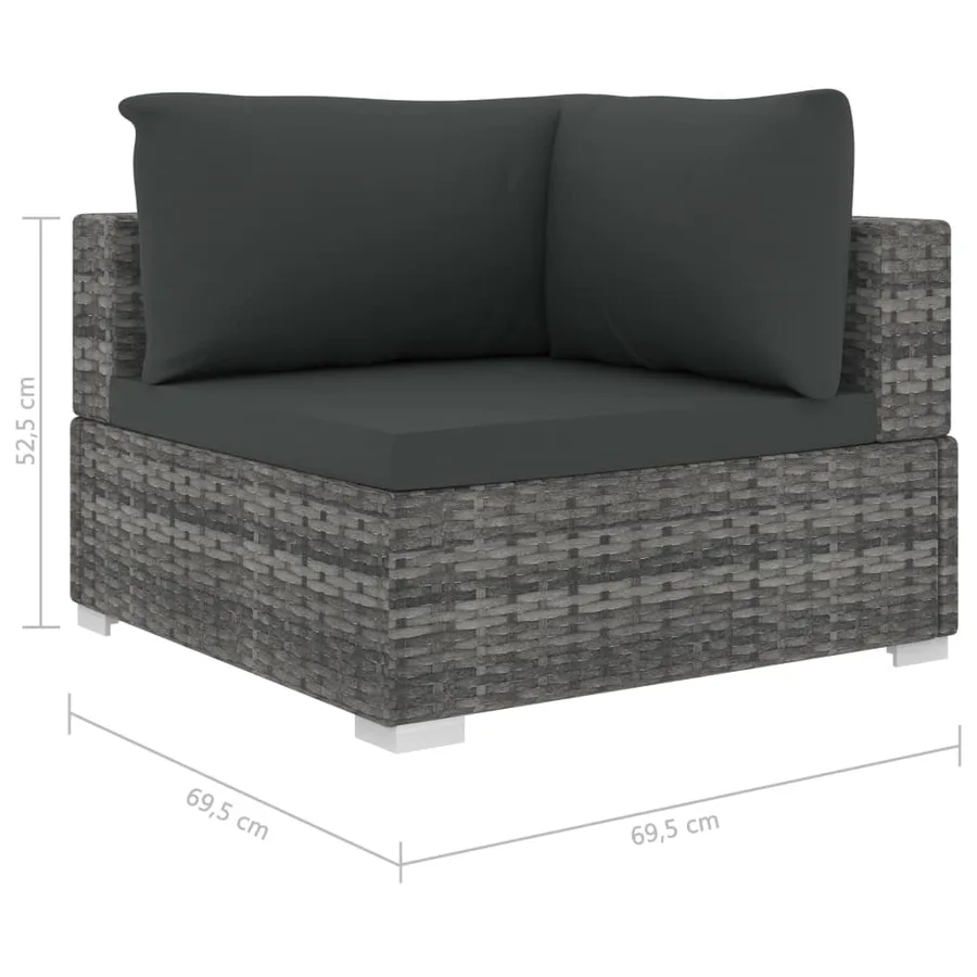 Salon de jardin 11 pcs avec coussins Résine tressée Gris - 9
