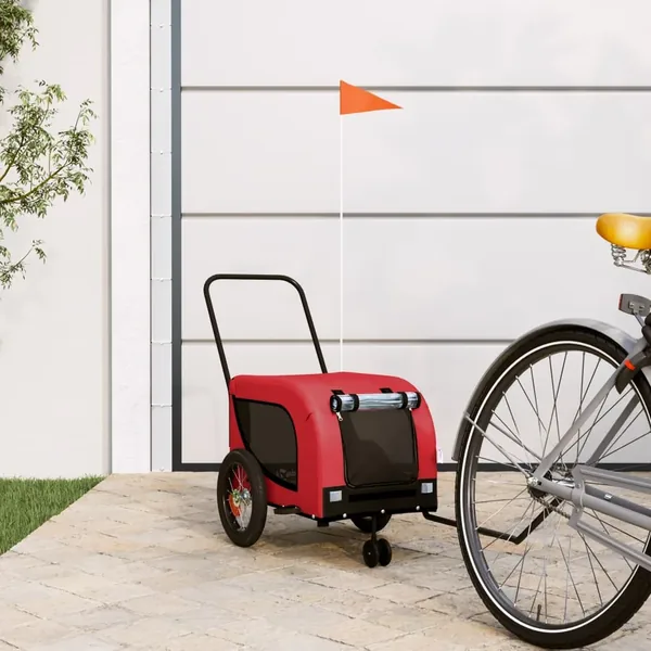 Remorque de vélo pour animaux de compagnie rouge et noir
