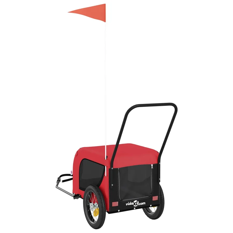 Remorque de vélo pour animaux de compagnie rouge et noir - 7