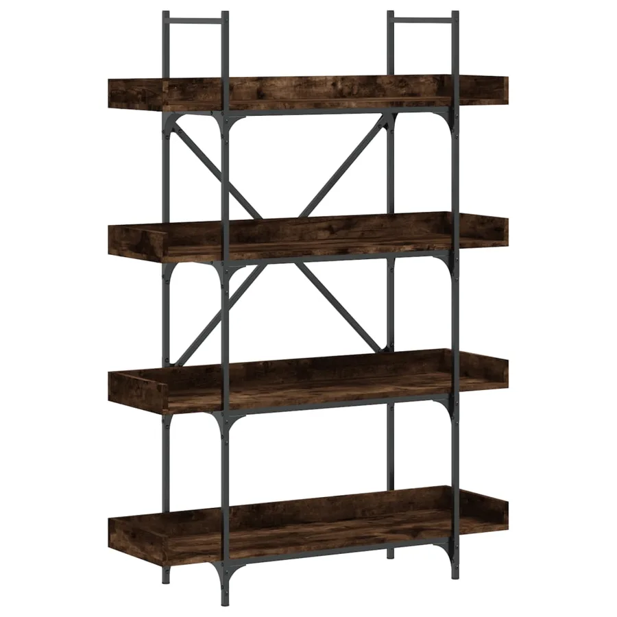 Bibliothèque à 4 niveaux chêne fumé 100x33x145,5 cm - 2