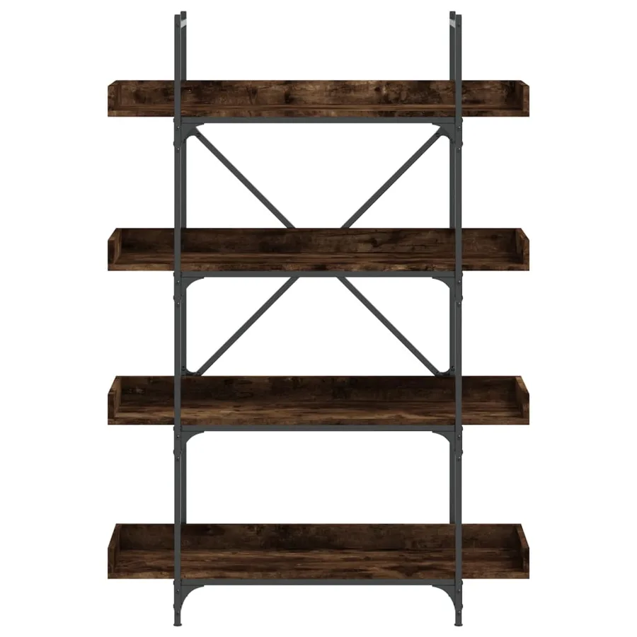 Bibliothèque à 4 niveaux chêne fumé 100x33x145,5 cm - 4