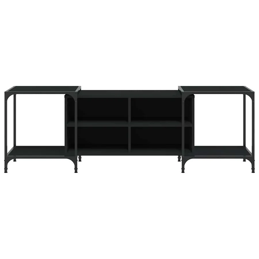 Meuble TV noir 153x37x50 cm bois d'ingénierie - 4